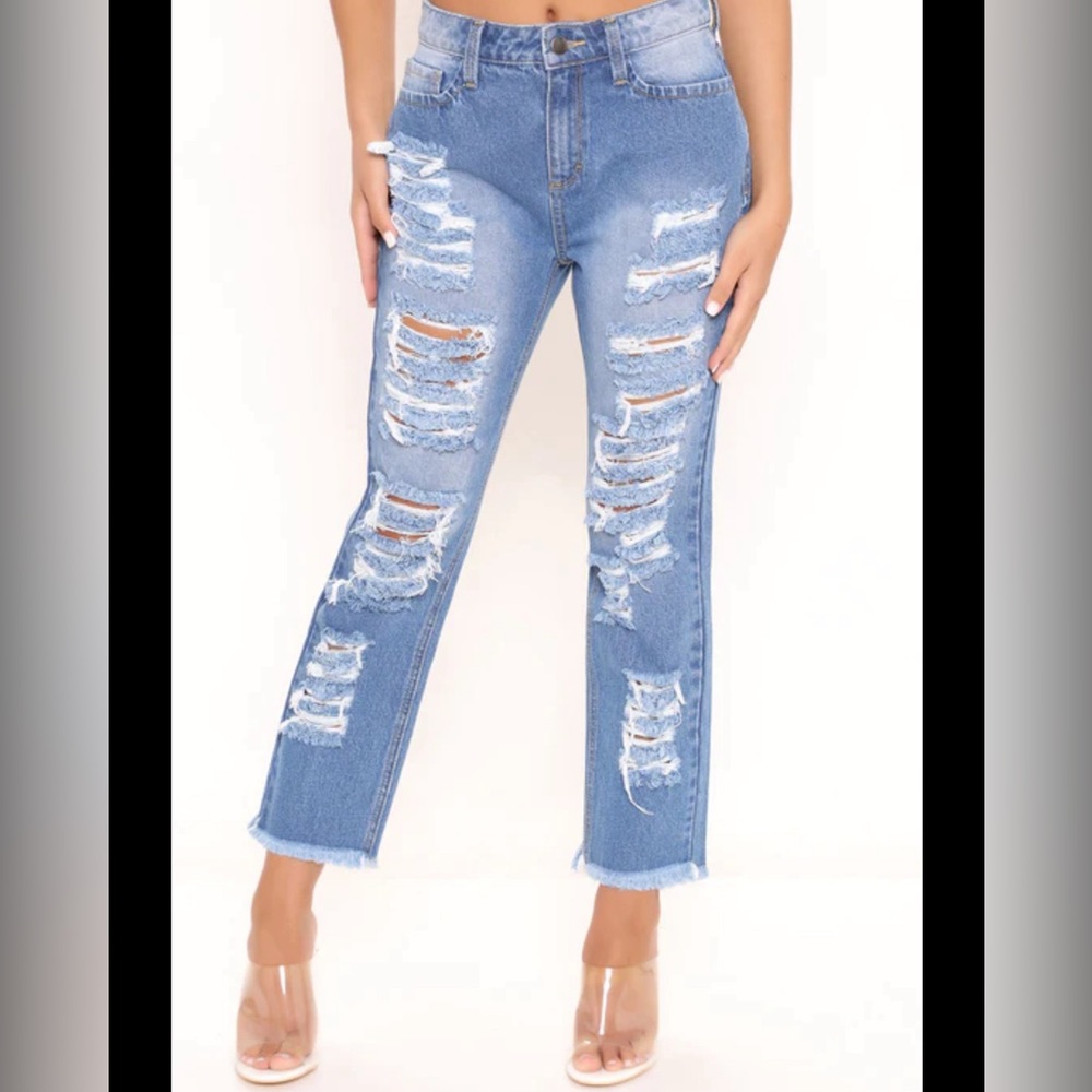 Fashion Nova distressed jeans